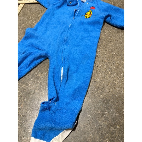 Vintage Winnie the Pooh Blue Fleece Footed Sleeper Pajamas 3T Talon Zip Disney - Picture 5 of 6